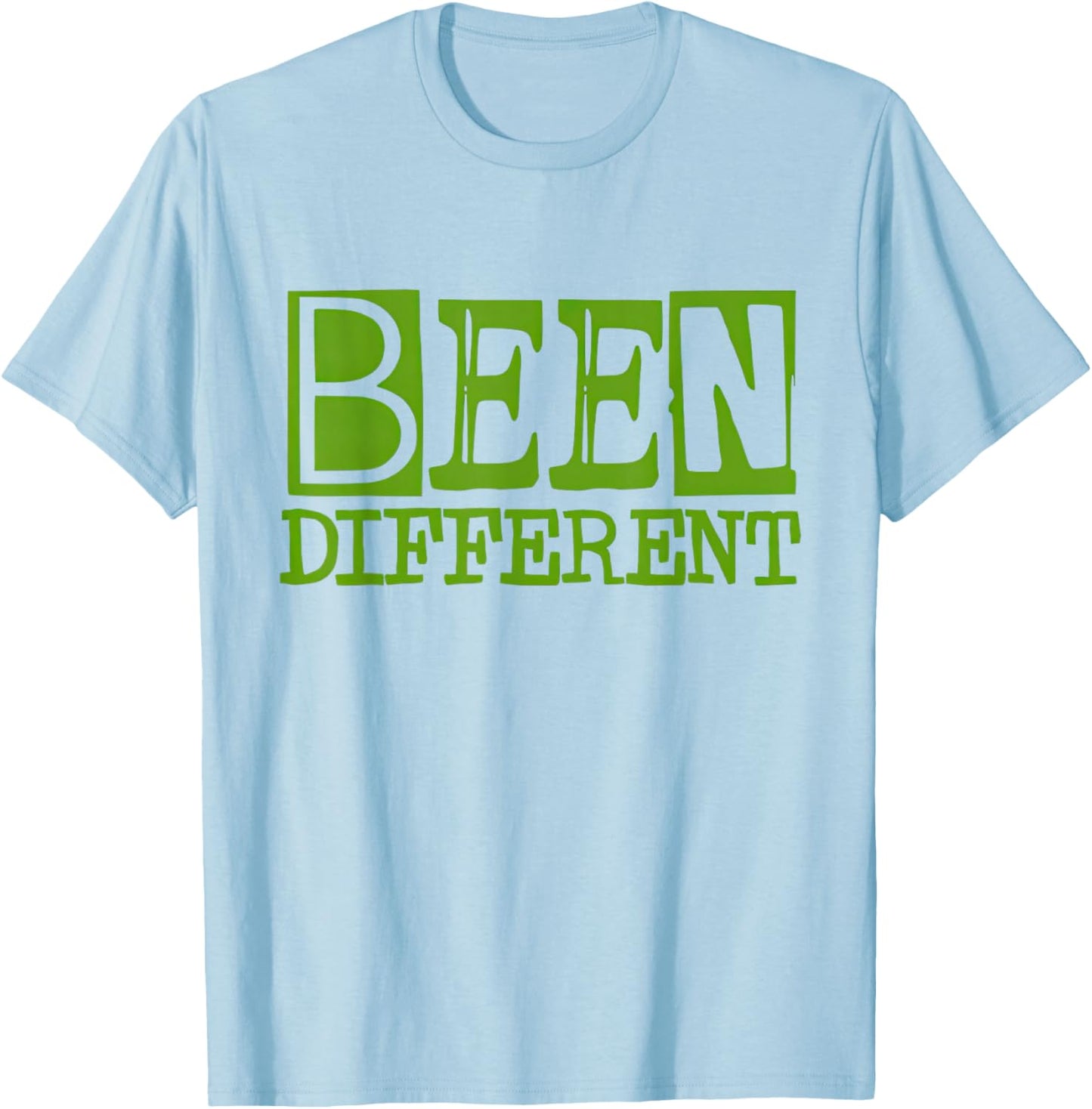 Chlorophyll Green White Color Match T-Shirt - T-Shirt | Light Blue