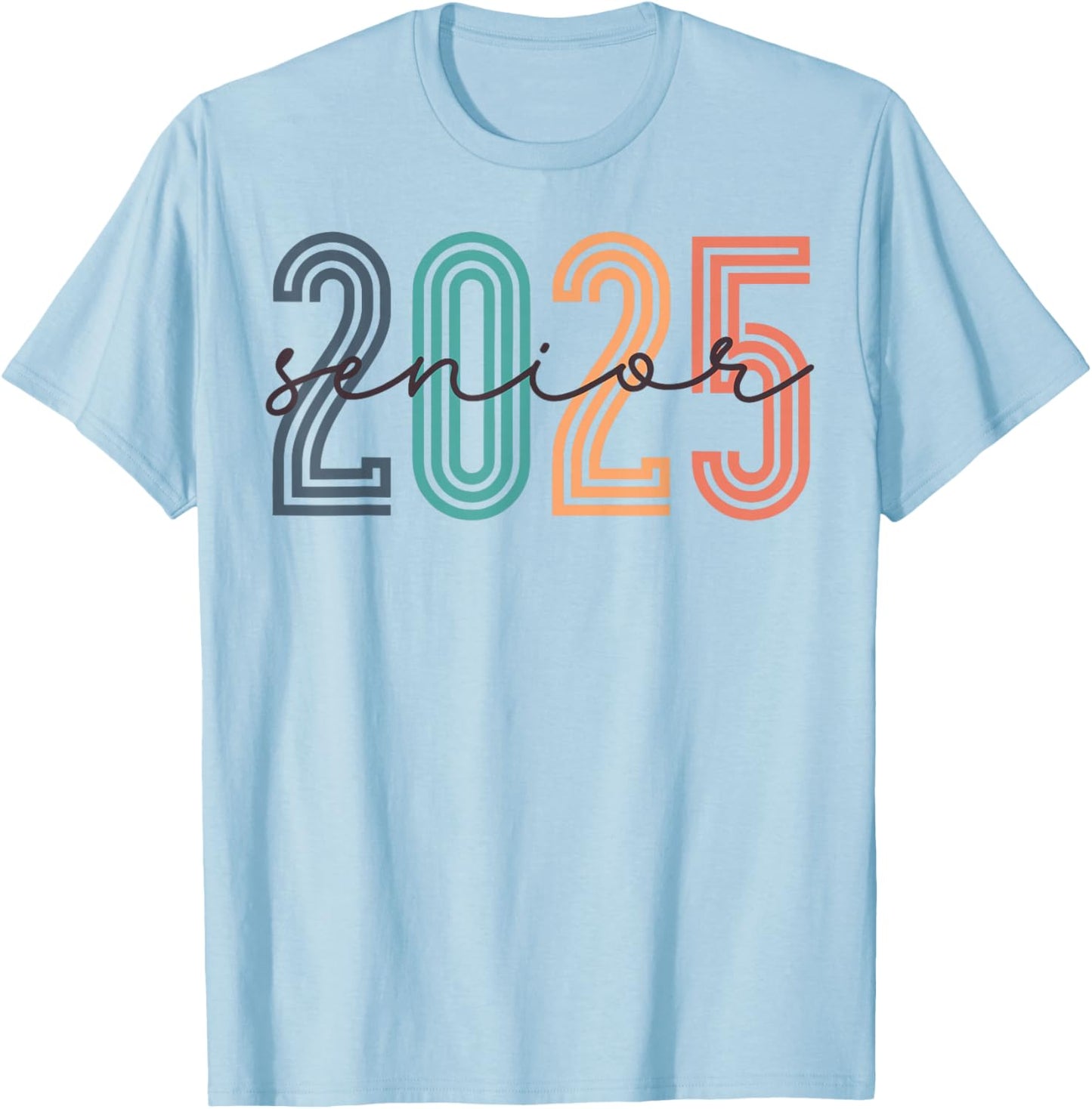 Senior 2025 Class Of 2025 Back To School Retro Graduation T-Shirt - T-Shirt | Light Blue