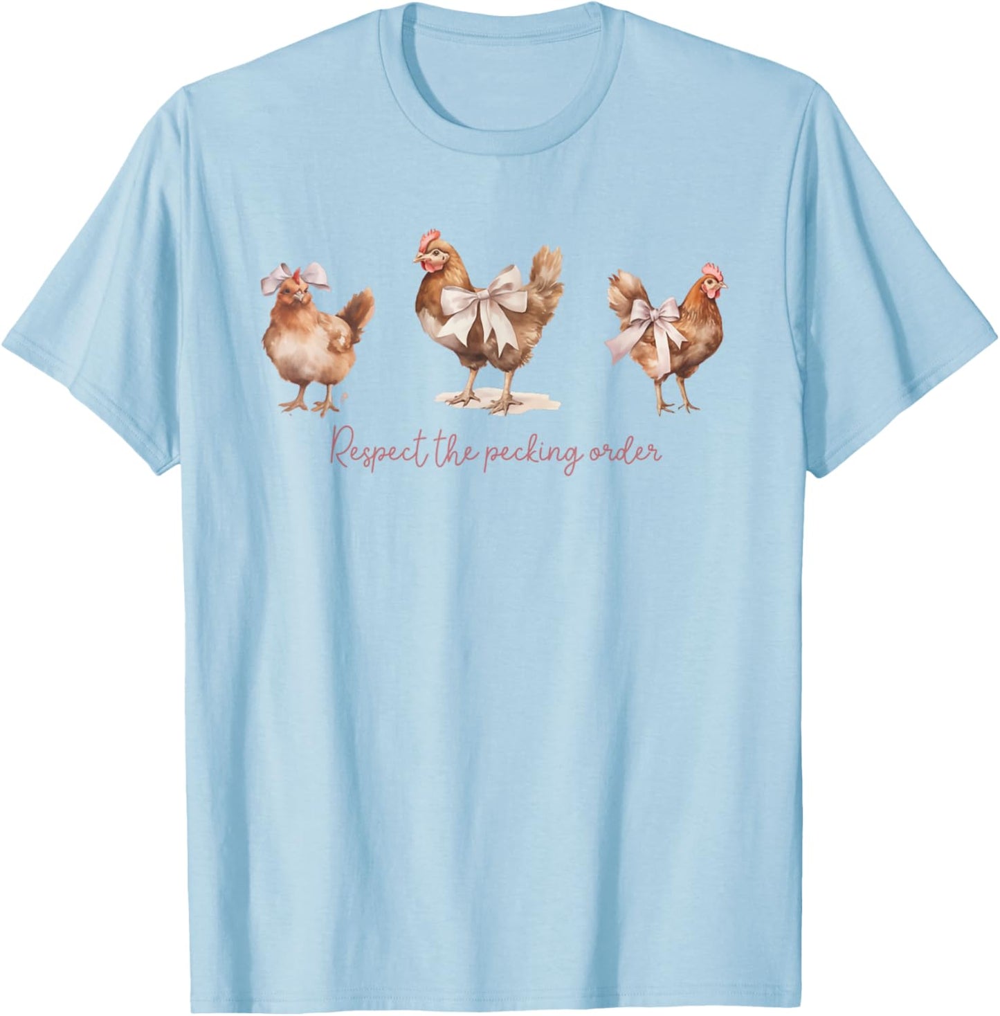 Retro Vintage Chickens and Pink Bows Coquette Clothing Women T-Shirt - T-Shirt | Light Blue