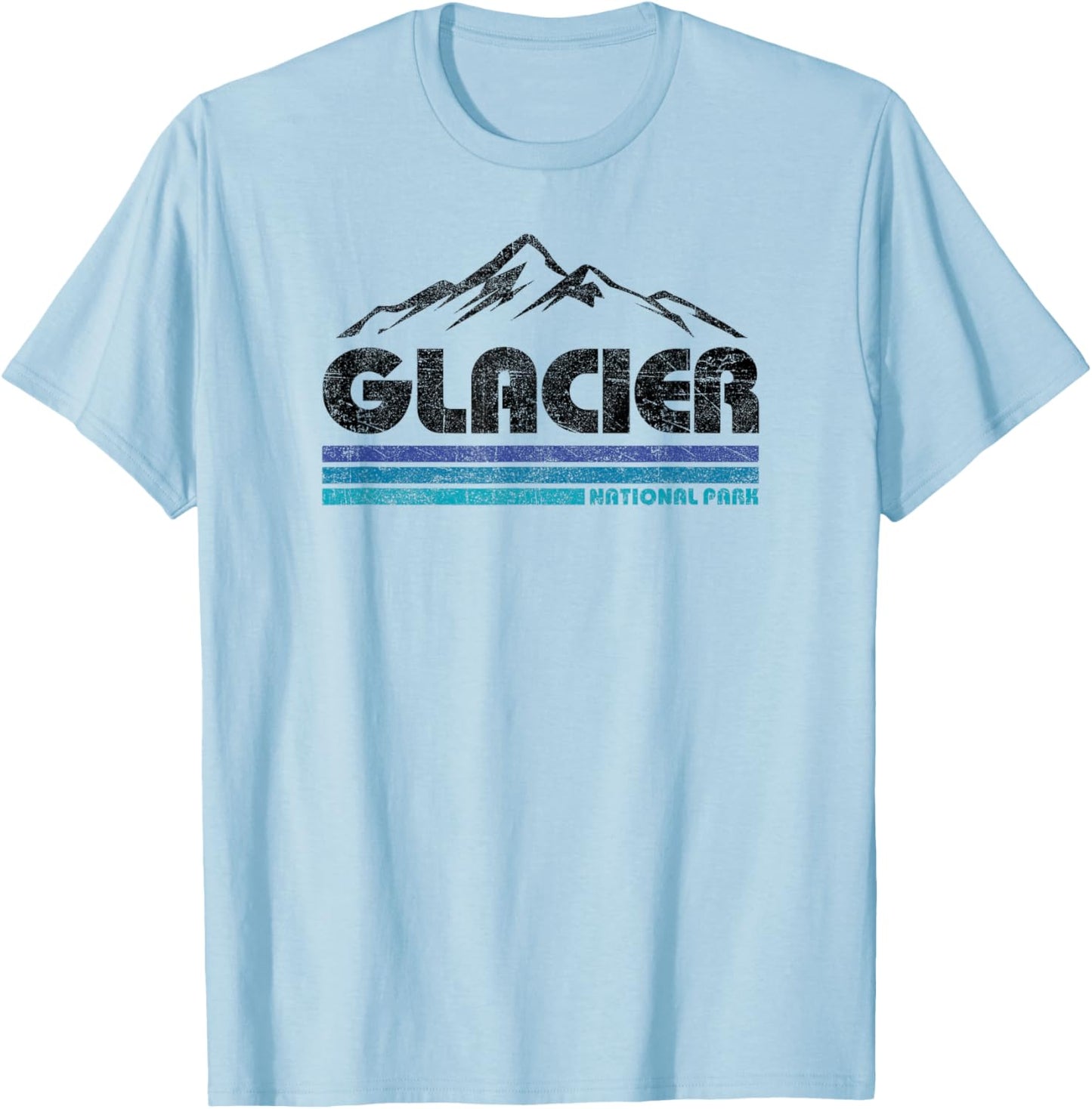 Vintage Glacier National Park Retro Mountain Kids Souvenir T-Shirt - T-Shirt | Light Blue
