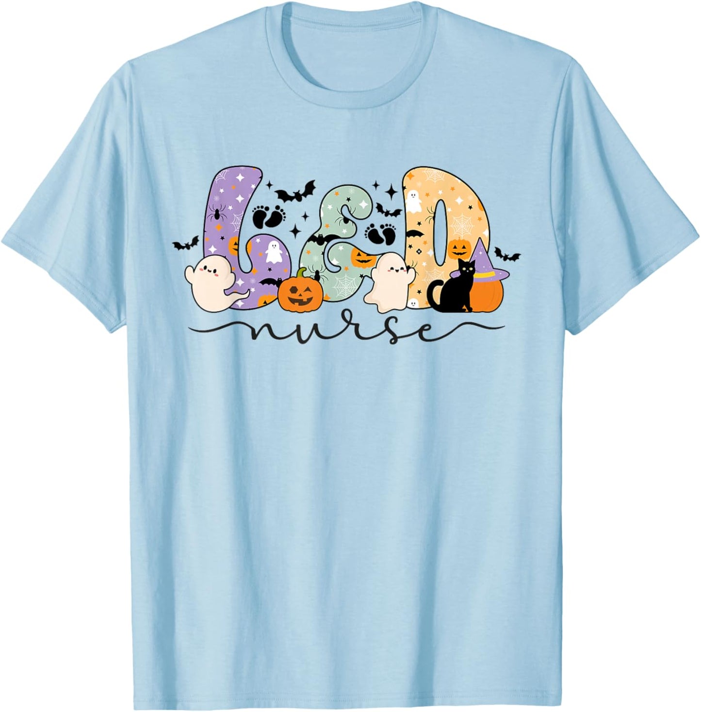Spooky L&D Nurse Halloween L&D Nursing T-Shirt - T-Shirt | Light Blue