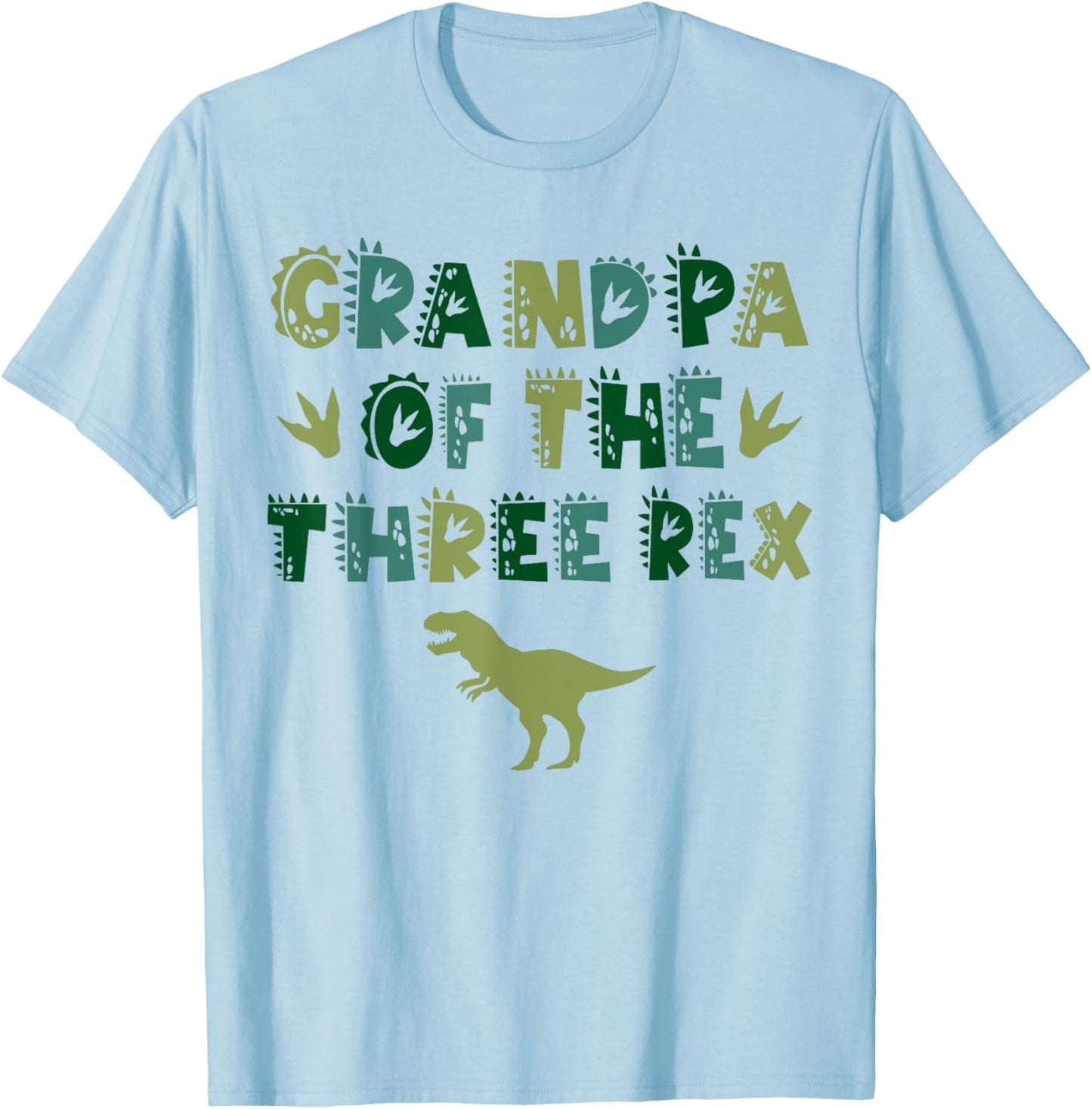 Grandpa Of The Three Rex Birthday Shirts Dinosaur Family T-Shirt - T-Shirt | Light Blue