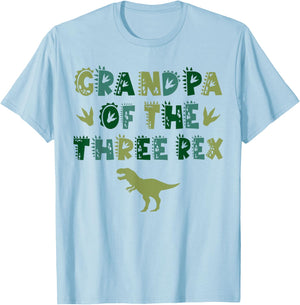 Grandpa Of The Three Rex Birthday Shirts Dinosaur Family T-Shirt - T-Shirt | Light Blue