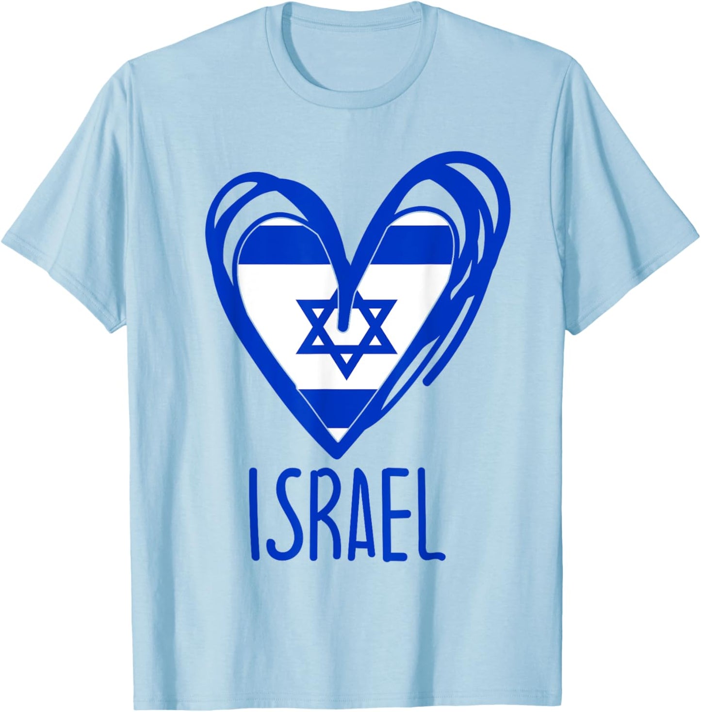 Patriotic Israel Pride Israeli Heart Flag T-Shirt - T-Shirt | Light Blue