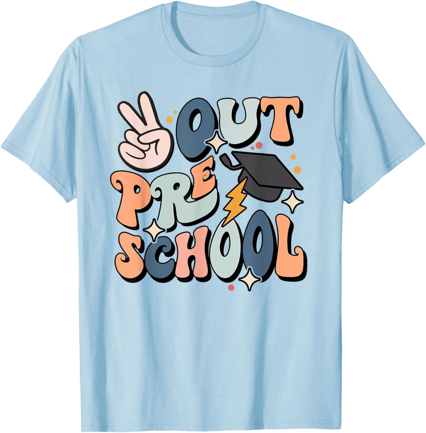 Last Day Of Preschool Smile Face Peace Out Preschool Kids T-Shirt - T-Shirt | Light Blue