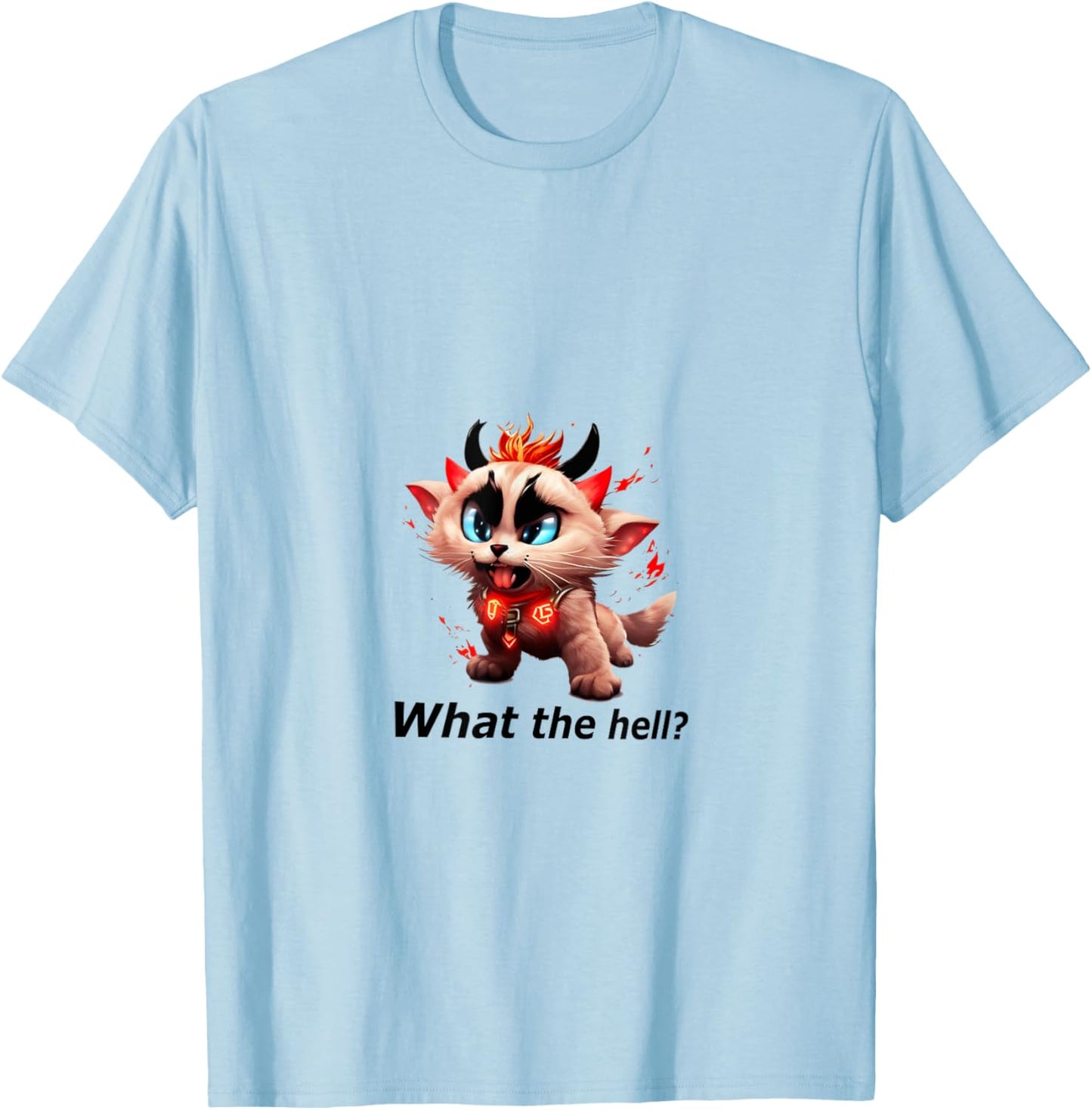 What the hell? Hell Cat - Devil Cat T-Shirt - T-Shirt | Light Blue