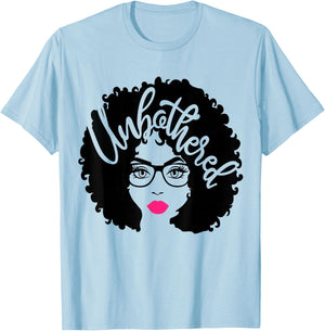 Gift Afro Diva Pink Lips Melanin Black Girl Magic Unbothered T-Shirt - T-Shirt | Light Blue
