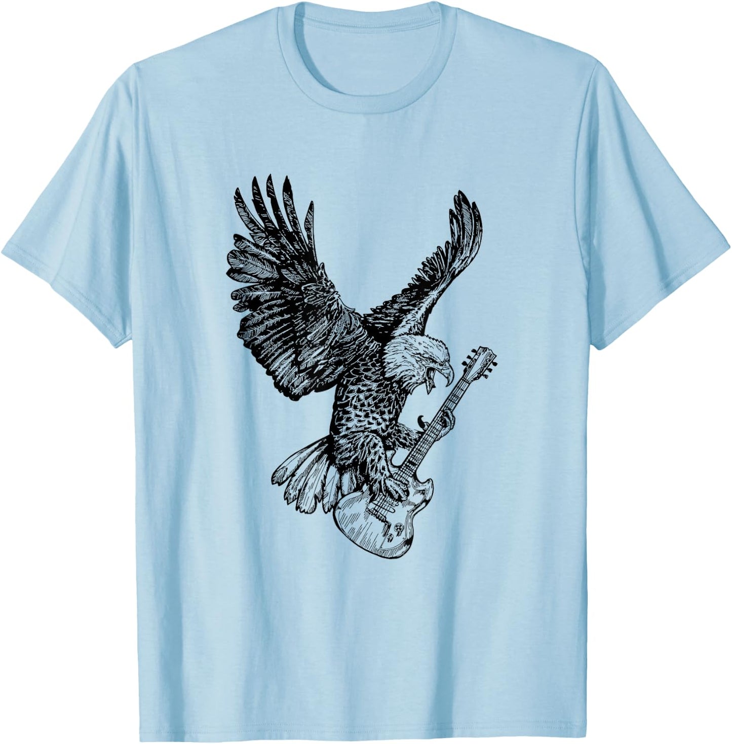 SEEMBO Eagle Playing Guitar Musician Guitarist Music Band T-Shirt - T-Shirt | Light Blue