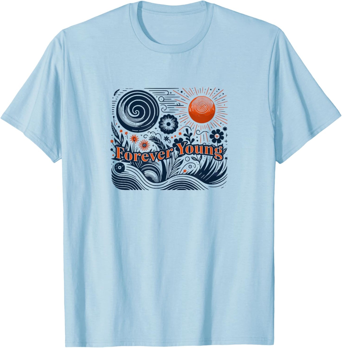 Forever Young Vintage Graphic T-Shirt - T-Shirt | Light Blue