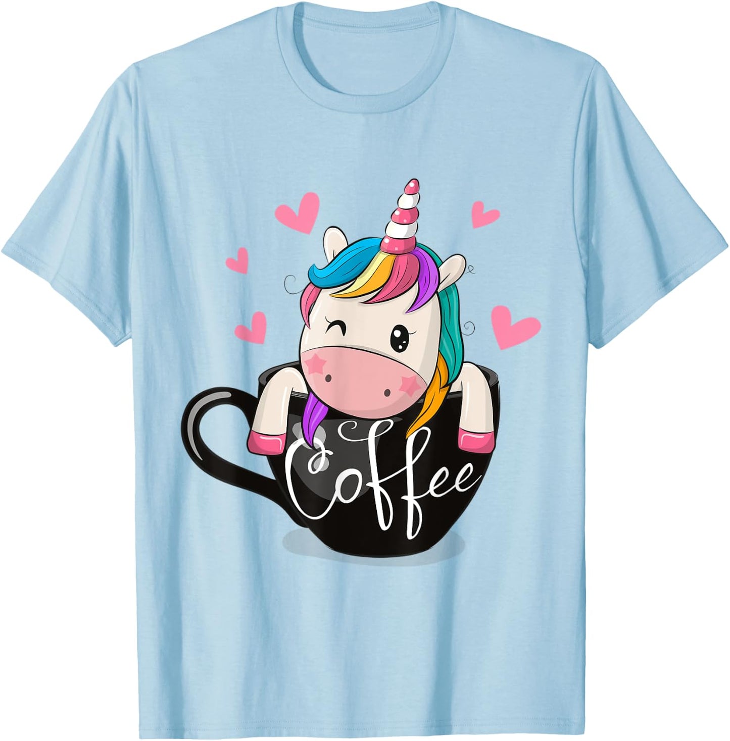 Coffee Drinker Gift Cute Unicorn Lover Coffee Humor T-Shirt - T-Shirt | Light Blue