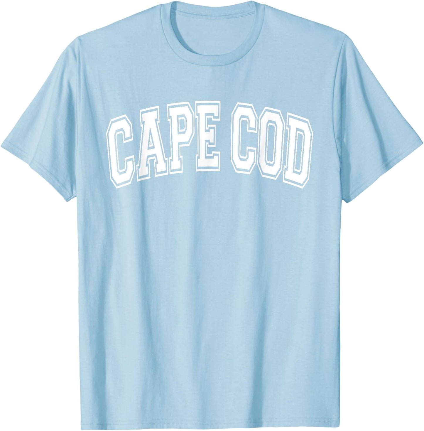Cape Cod Arched Style Text Pink with White Print T-Shirt - T-Shirt | Light Blue