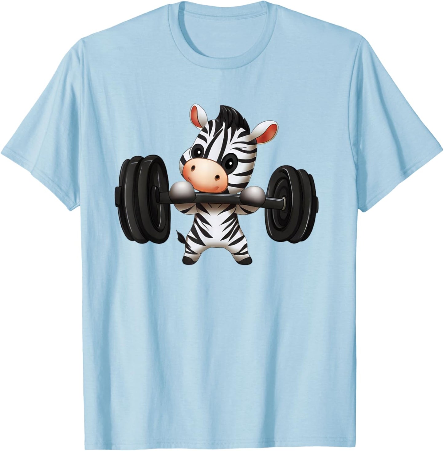 Zebra Barbell Workout Fitness Safari Design T-Shirt - T-Shirt | Light Blue