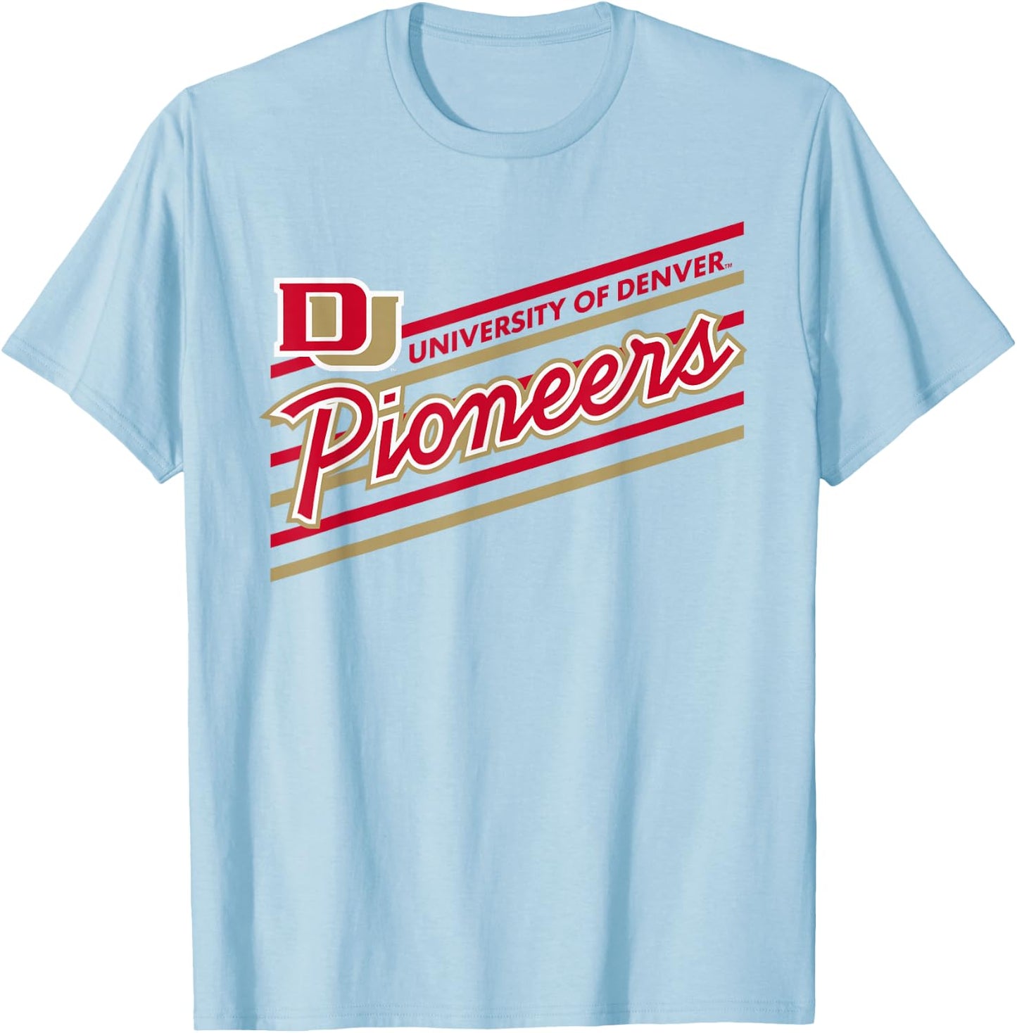 Denver Pioneers Retro Performer Gray Officially Licensed T-Shirt - T-Shirt | Light Blue