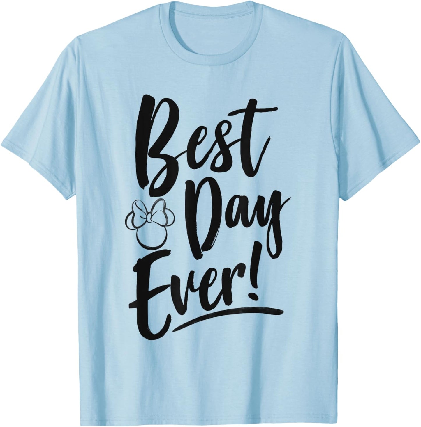 Disney Minnie Mouse Best Day Ever! Small Head Outline T-Shirt - T-Shirt | Light Blue