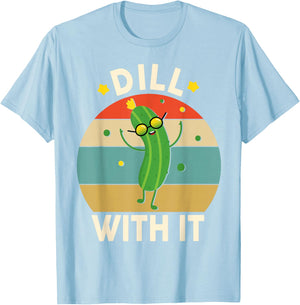Funny Dill with It Pickle-Shirt Kids Boys Toddler Vegan T-Shirt - T-Shirt | Light Blue