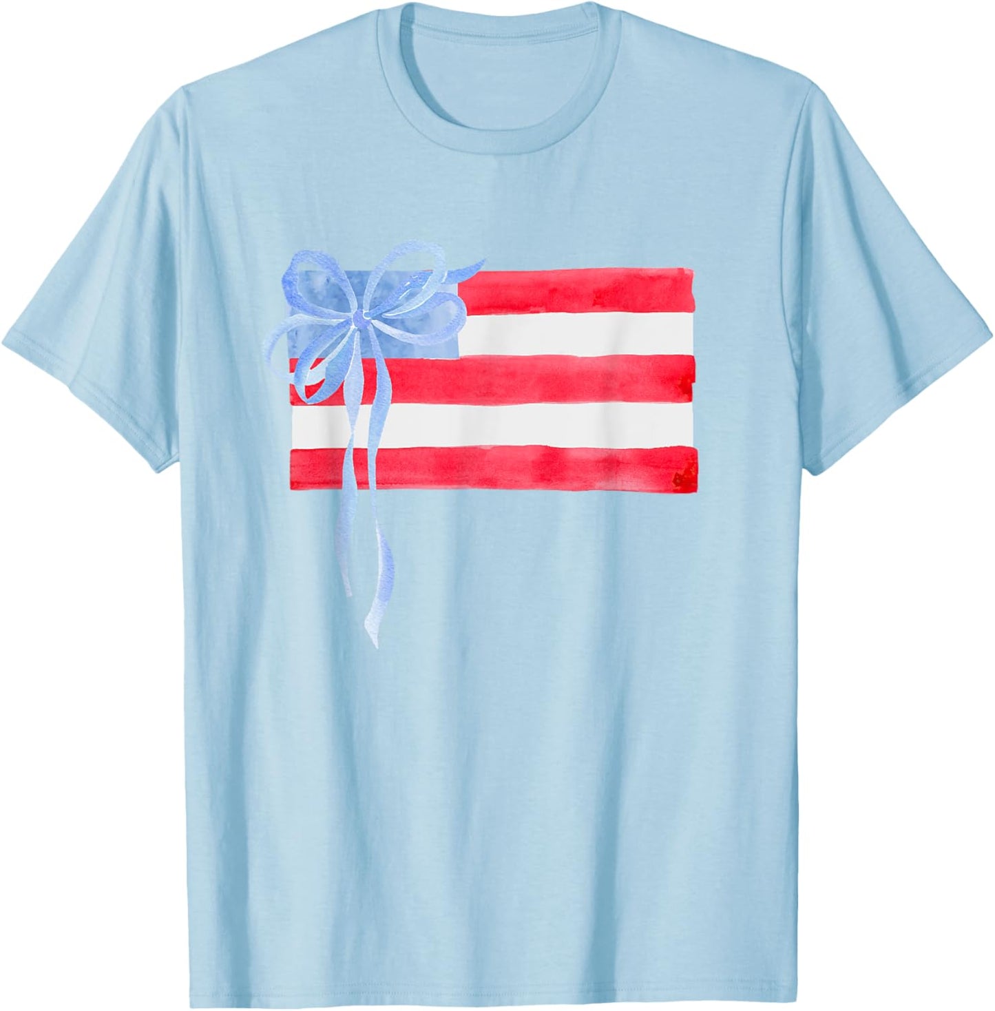 4th of July American Flag Aesthetic Women Men T-Shirt - T-Shirt | Light Blue