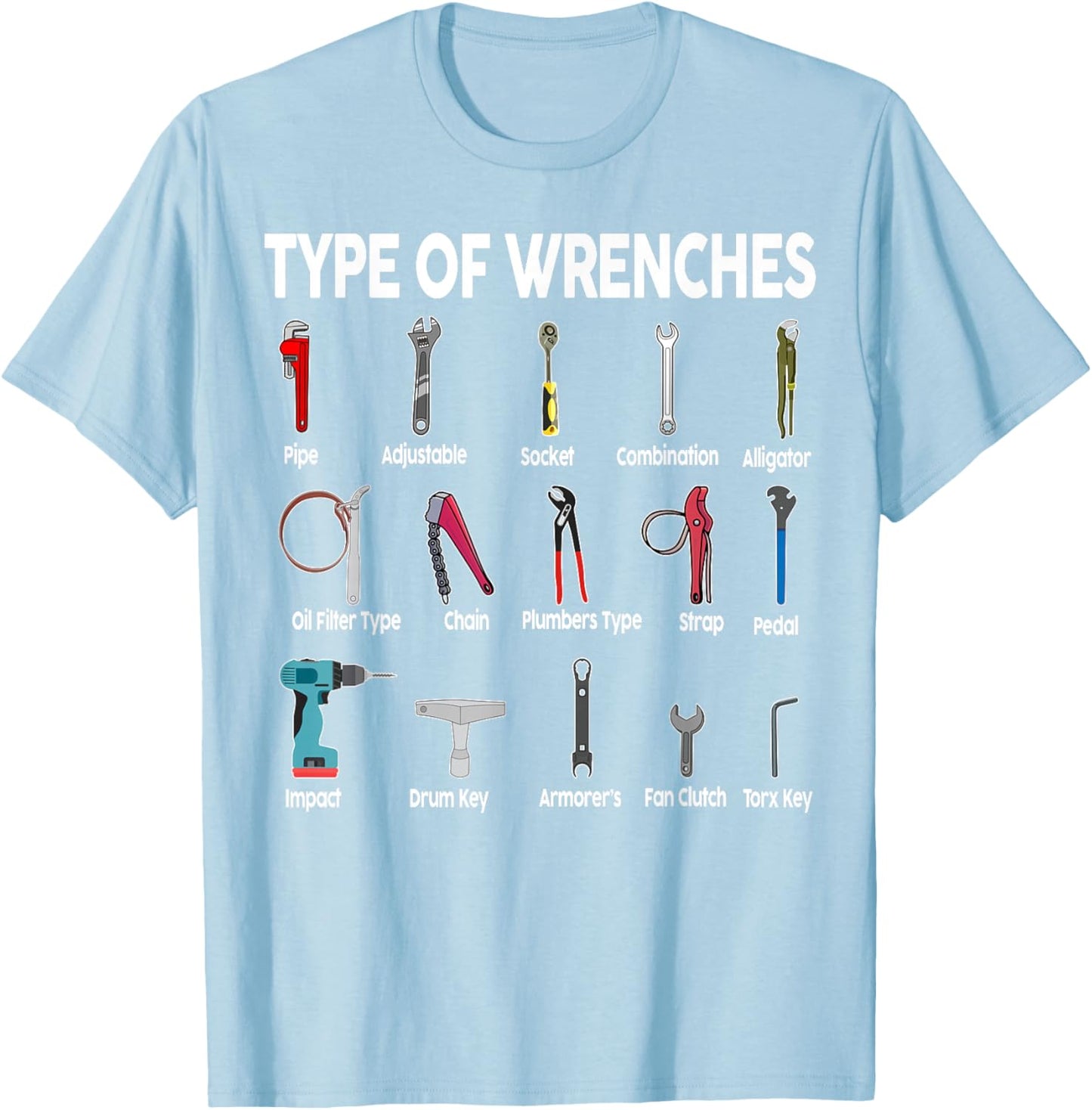 Toddler Mechanic-Shirt Types of Wrenches Technician Kids Boy T-Shirt - T-Shirt | Light Blue