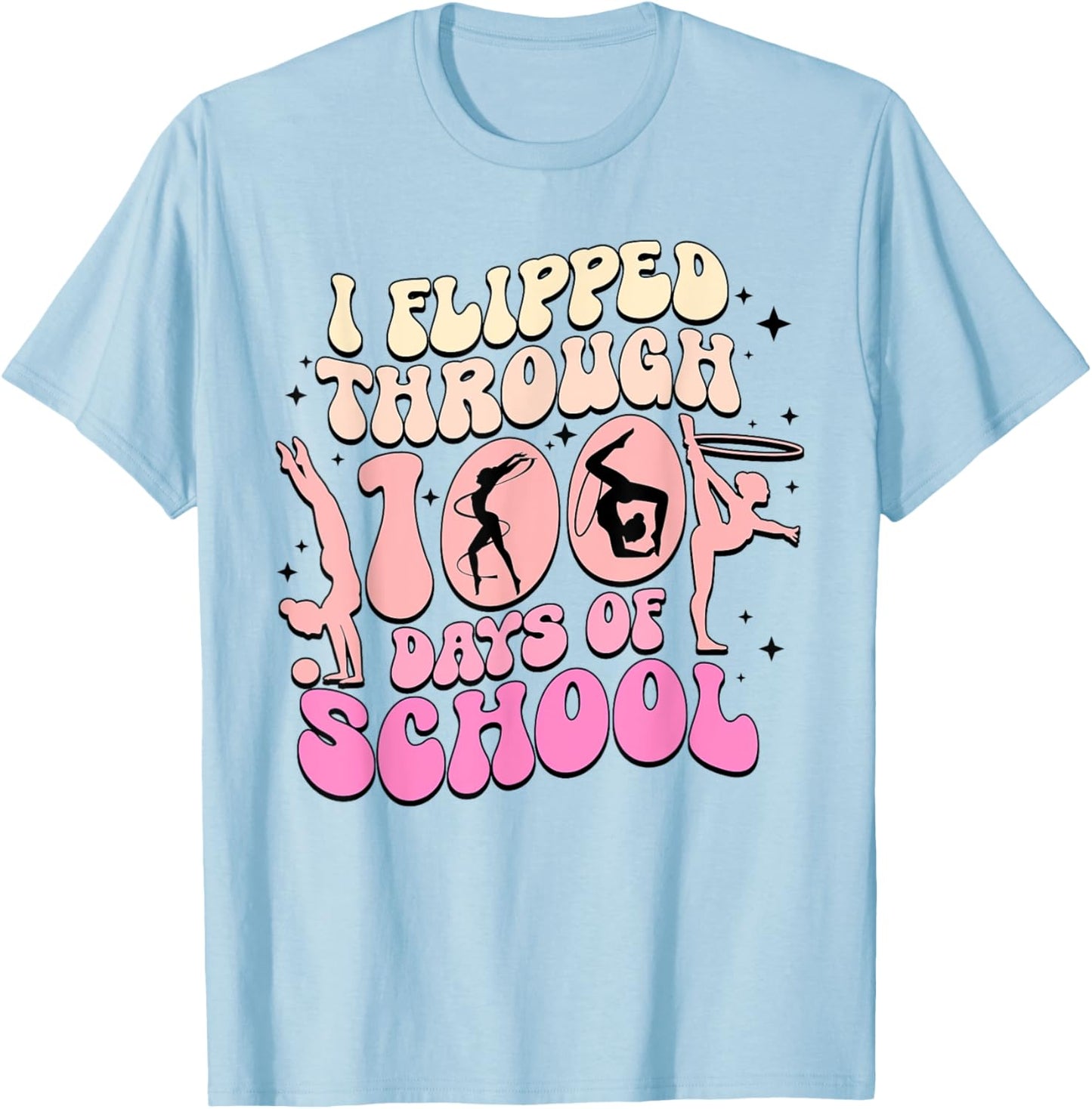 I Flipped Through 100 Days Of School Gymnastics Women Kids T-Shirt - T-Shirt | Light Blue