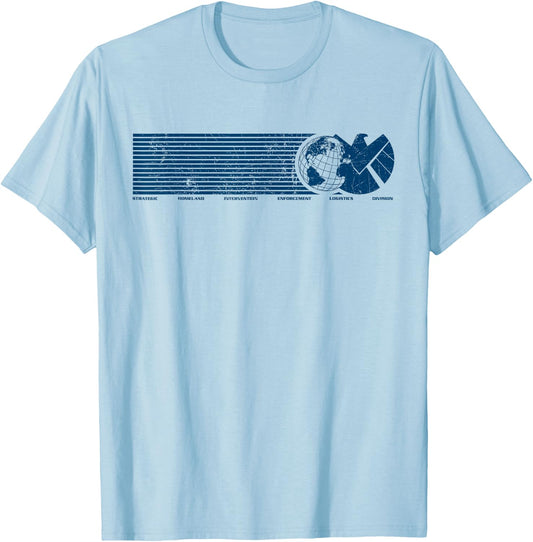 Marvel Agents of S.H.I.E.L.D. Eagle Globe Logo T-Shirt - T-Shirt | Light Blue