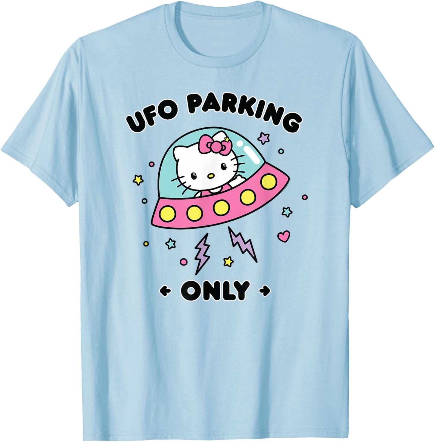 Hello Kitty UFO Parking Only Area 51 Alien Spaceship T-Shirt - T-Shirt | Light Blue