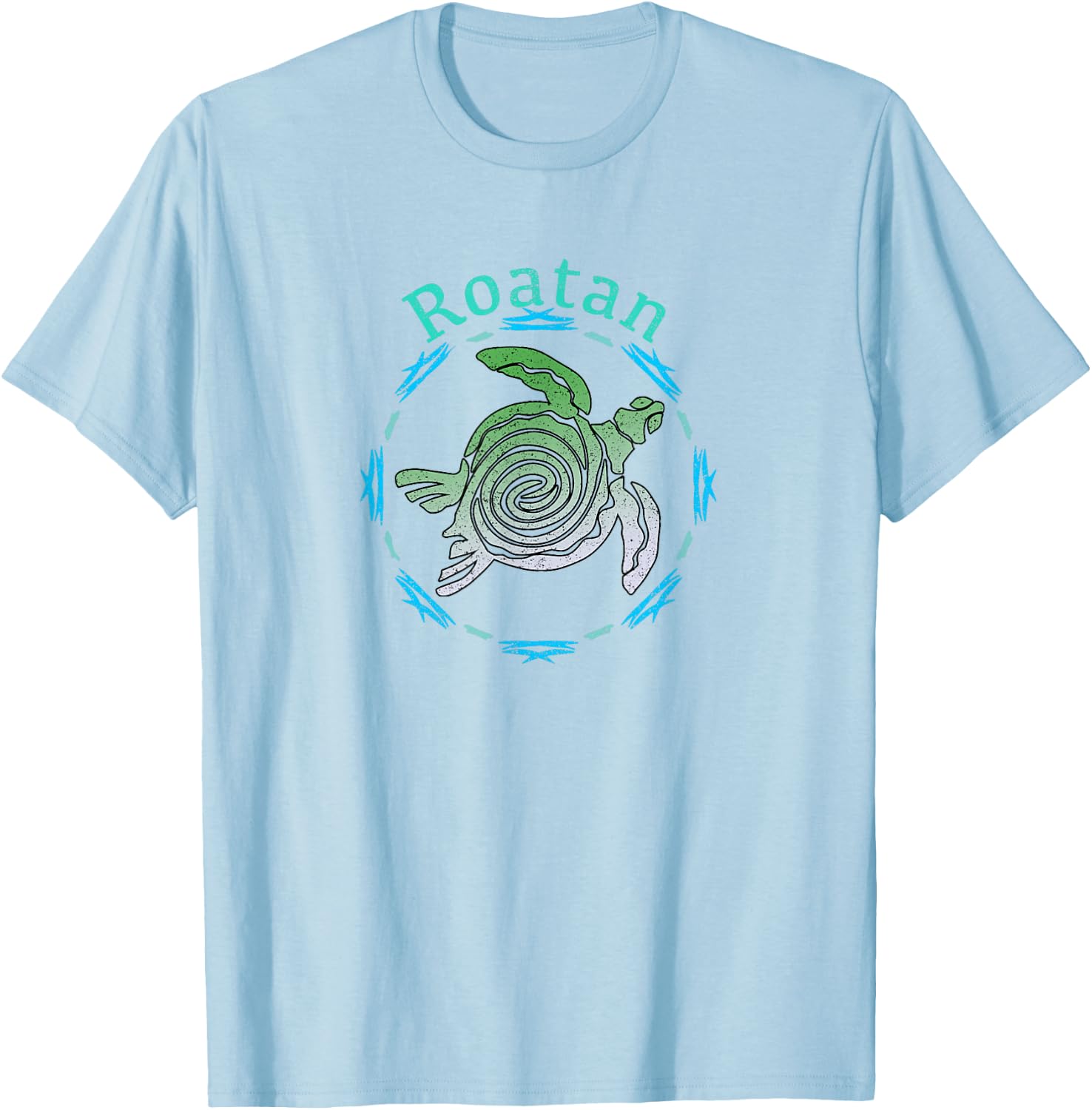 Roatan Vintage Tribal Turtle Gift T-Shirt - T-Shirt | Light Blue