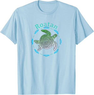 Roatan Vintage Tribal Turtle Gift T-Shirt - T-Shirt | Light Blue