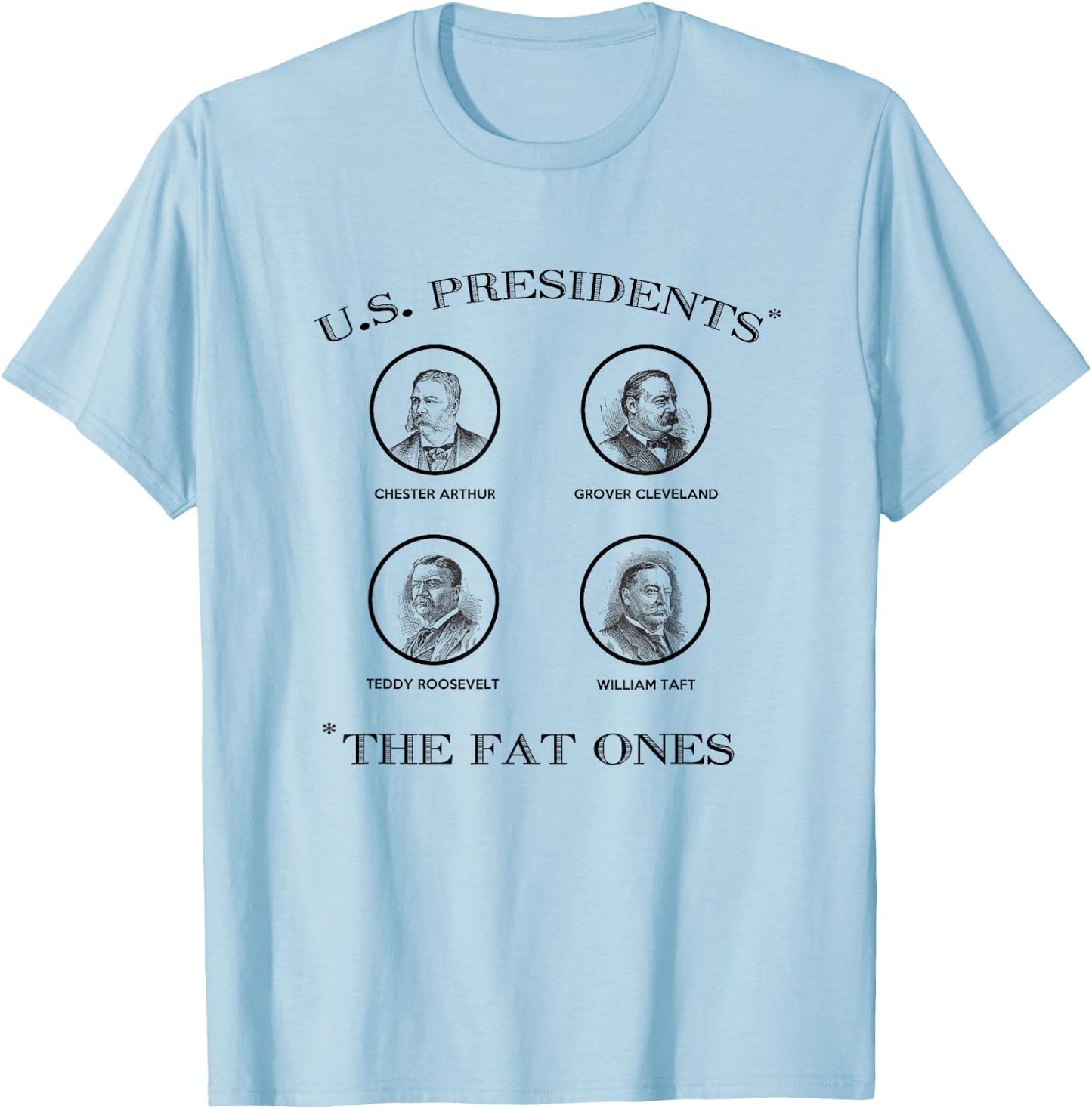 Fat United States Presidents Funny American History T-Shirt - T-Shirt | Light Blue