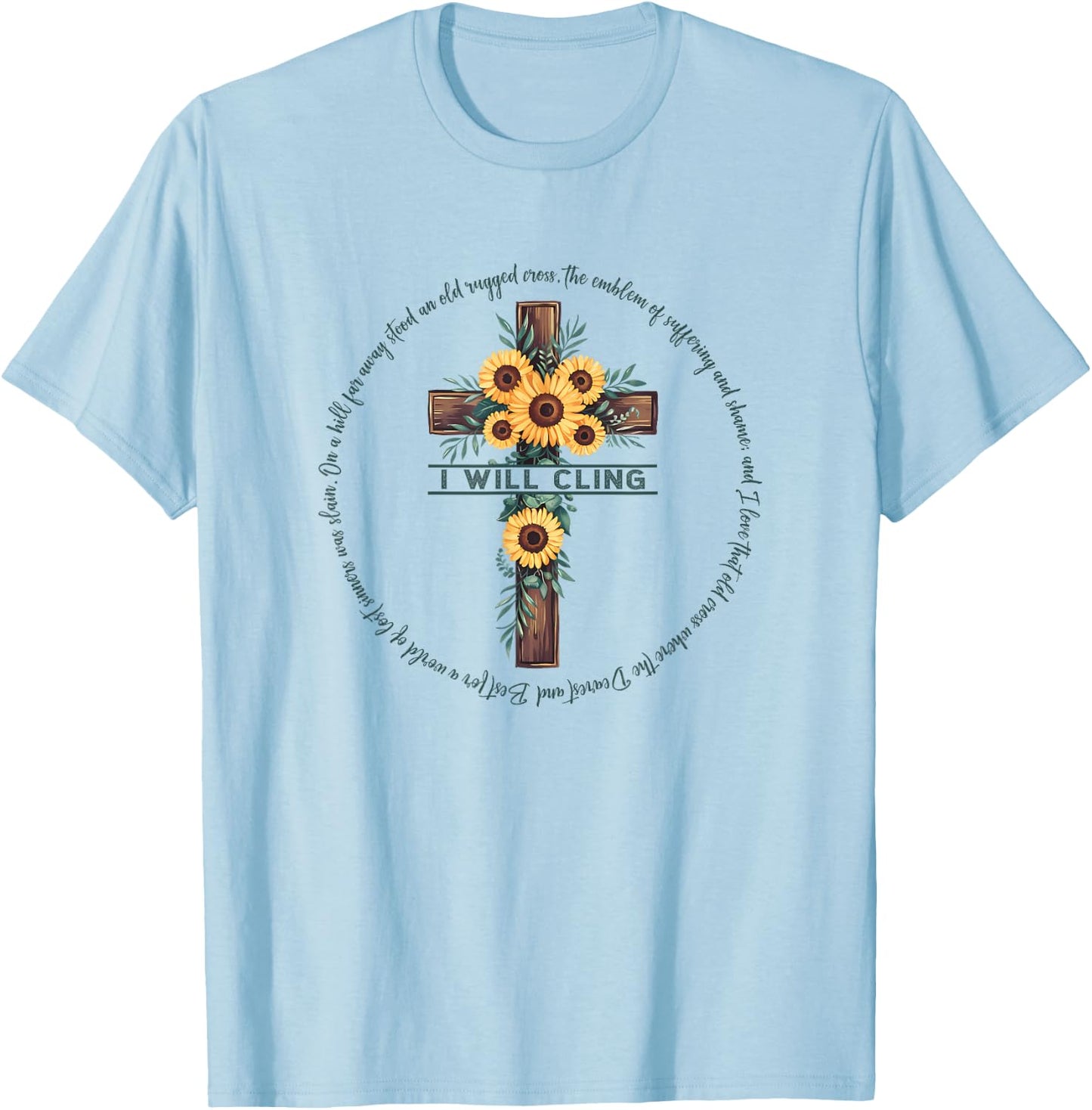 The Old Rugged Cross Christian Gift T-Shirt - T-Shirt | Light Blue