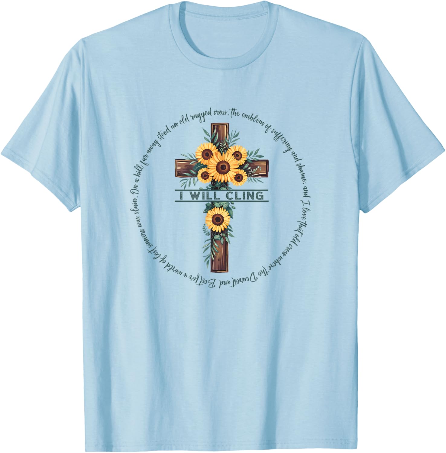 The Old Rugged Cross Christian Gift T-Shirt - T-Shirt | Light Blue