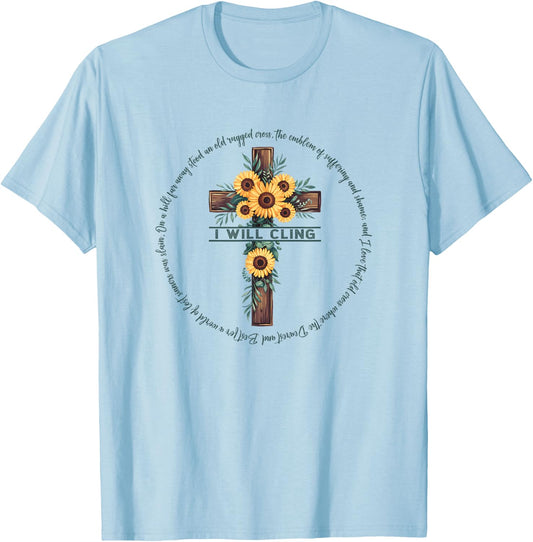 The Old Rugged Cross Christian Gift T-Shirt - T-Shirt | Light Blue