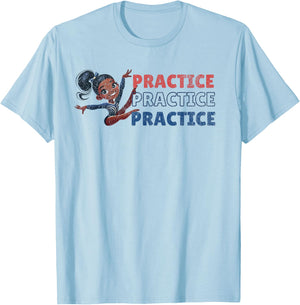 Simone T Practice Practice Retro Boys and Girls T-Shirt - T-Shirt | Light Blue