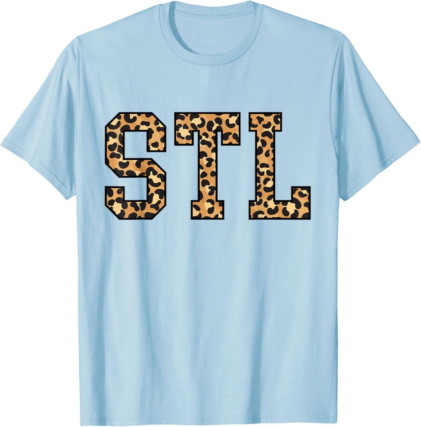 STL Leopard Pattern St. Louis T-Shirt - T-Shirt | Light Blue