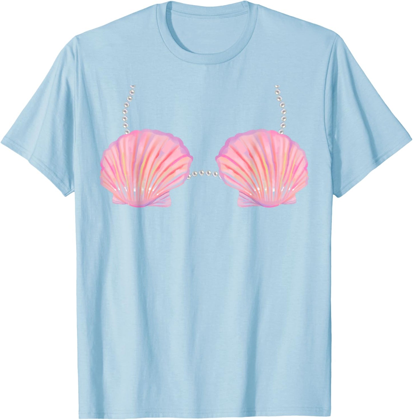 Mermaid Bra Lazy Halloween Costume T-Shirt - T-Shirt | Light Blue