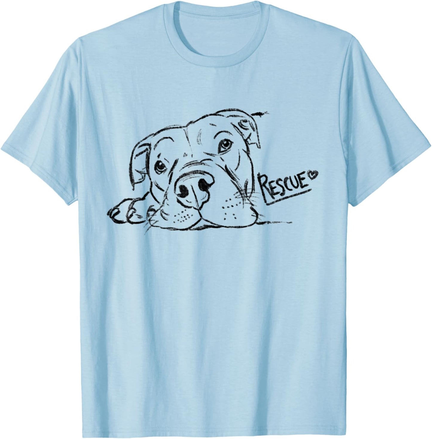 Rescue Dog Sketch, Pit Bull Drawing, Adopt Don't Shop T-Shirt - T-Shirt | Light Blue