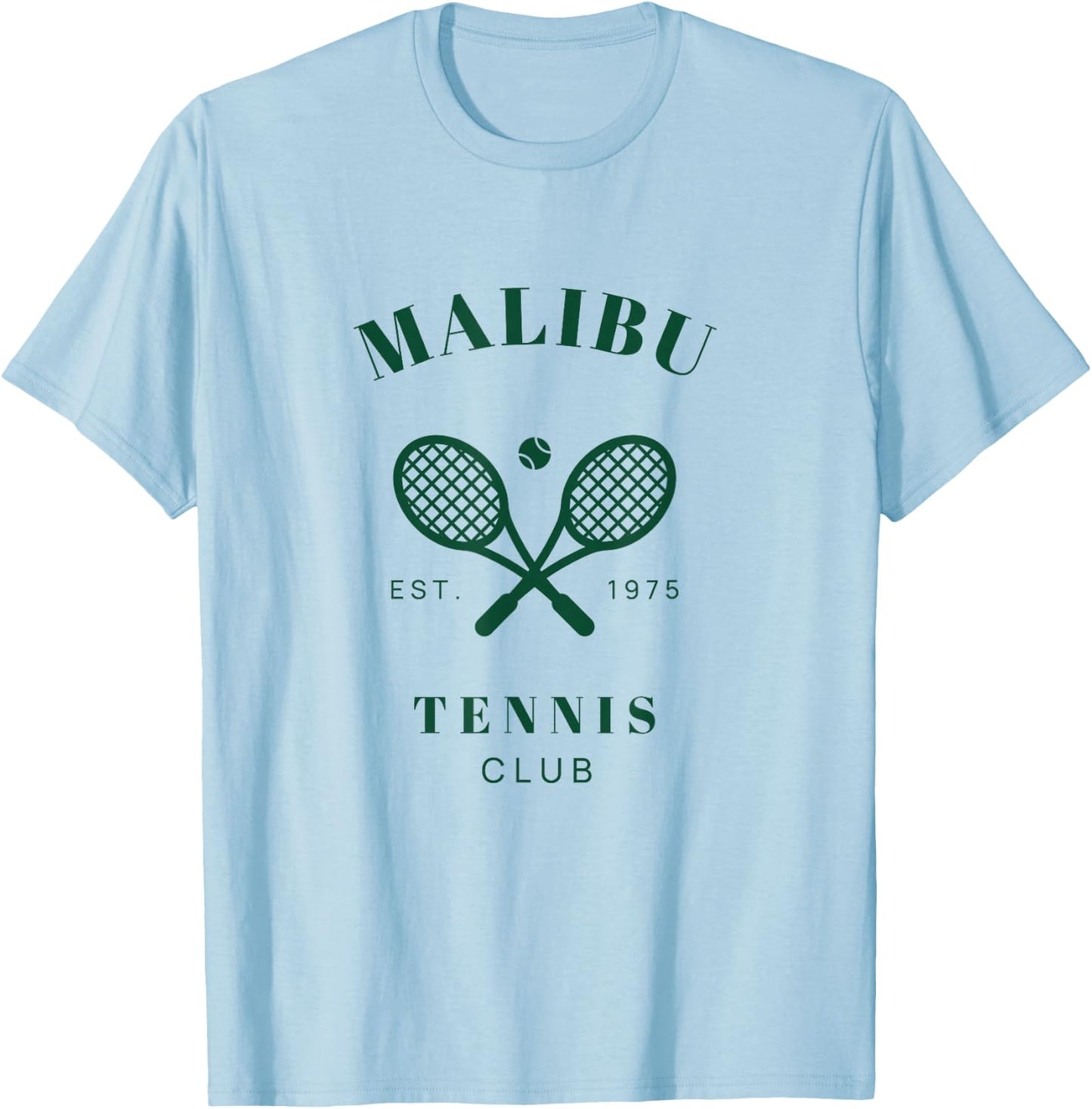 Malibu California Preppy Tennis Club Green T-Shirt - T-Shirt | Light Blue