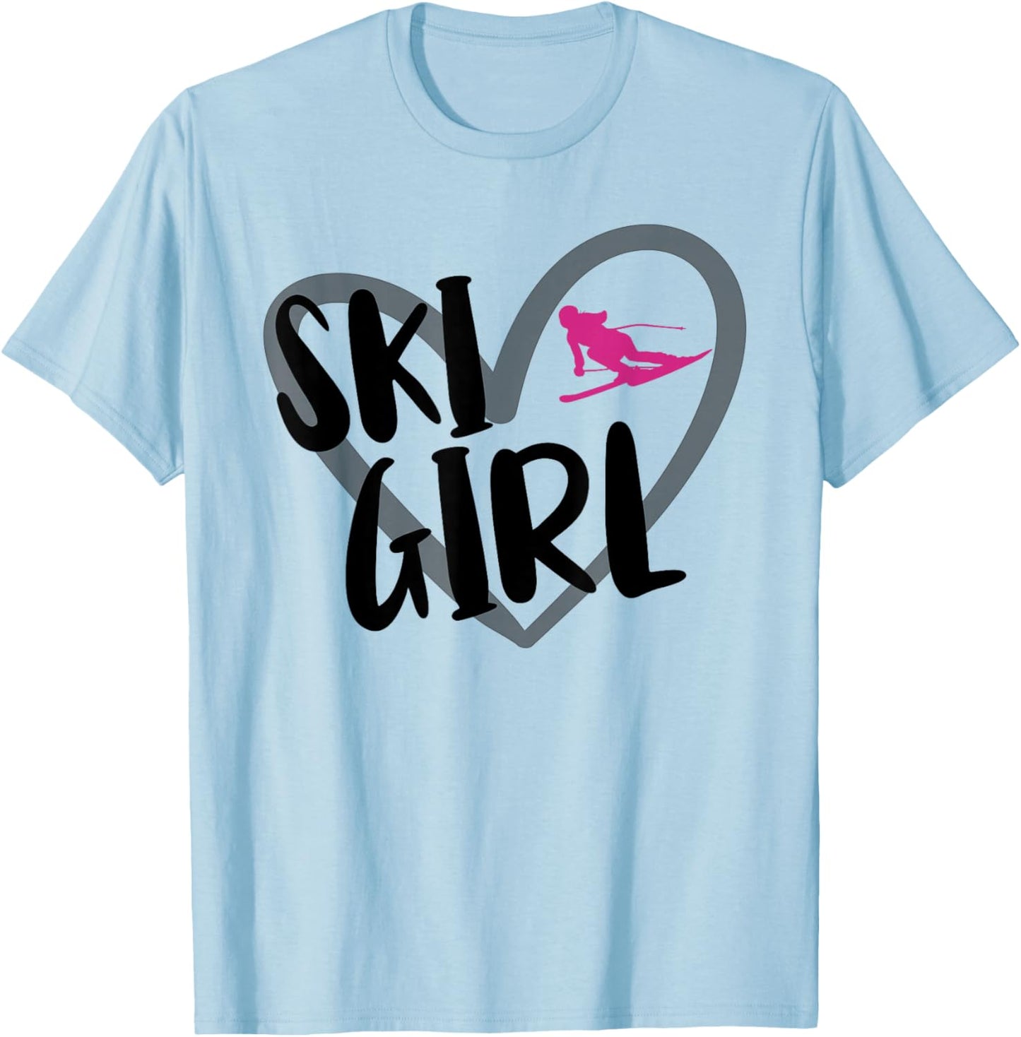 Ski Girl Heart Funny Skiing For Skiers T-Shirt - T-Shirt | Light Blue