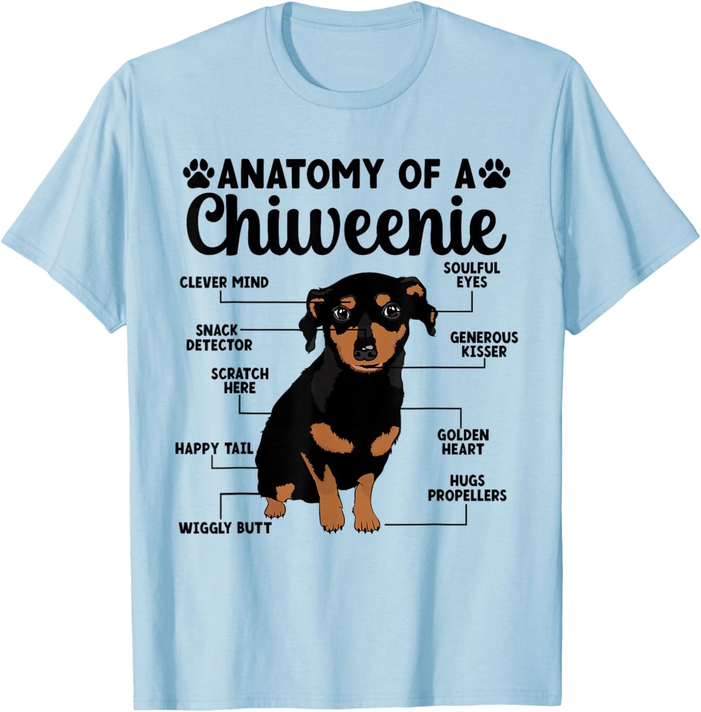 Anatomy Of A Chiweenie Owner Chiweenie Mom Chiweenie Dad T-Shirt - T-Shirt | Light Blue