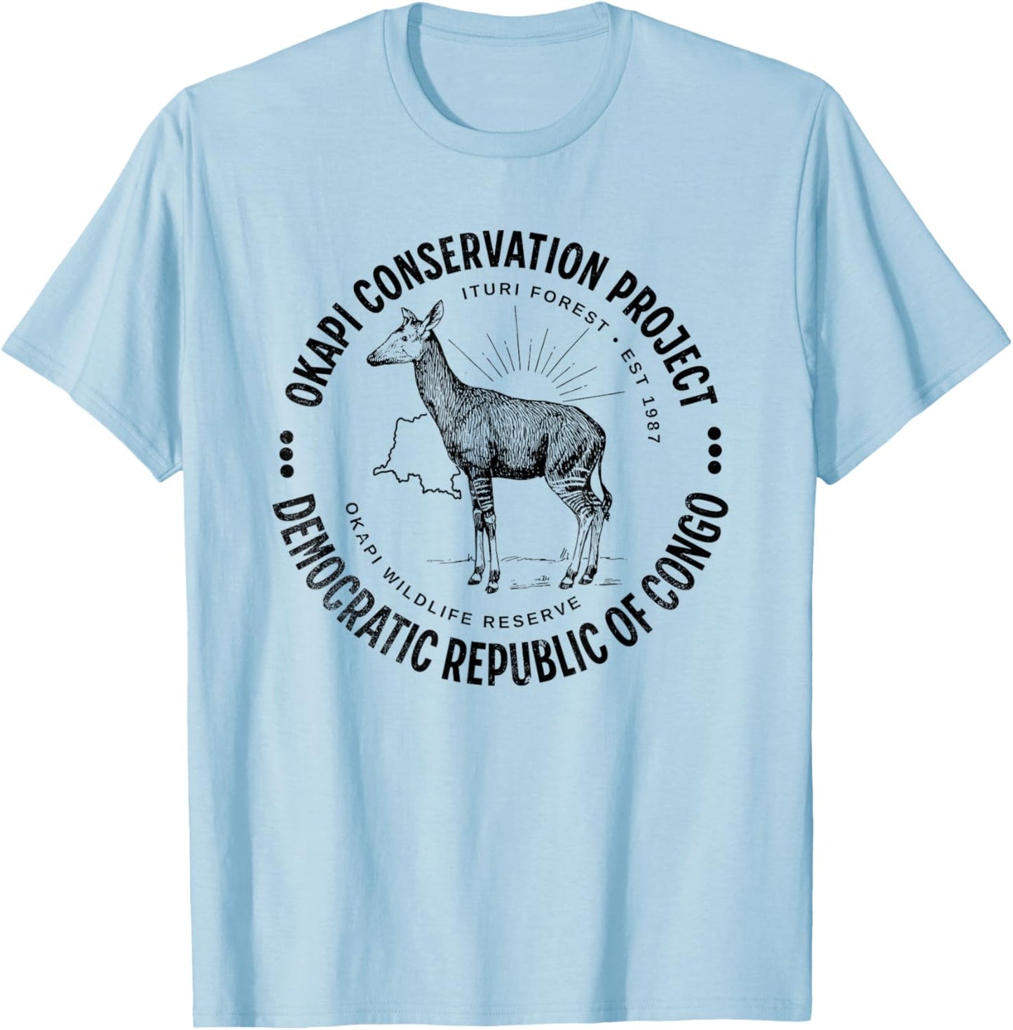 Okapi Conservation African Congo Wildlife Preservation Okapi T-Shirt - T-Shirt | Light Blue