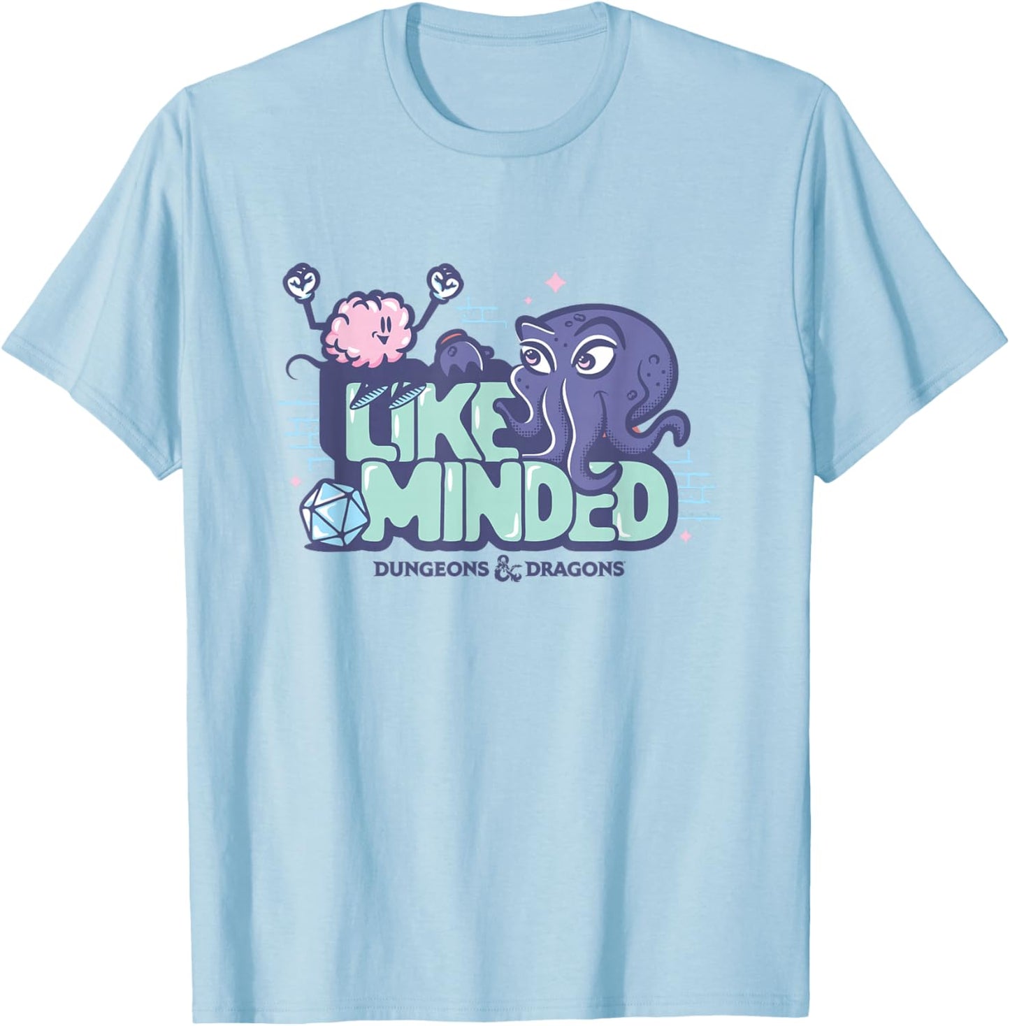 Dungeons & Dragons Like Minded Cute Brain & Mind Flayer T-Shirt - T-Shirt | Light Blue