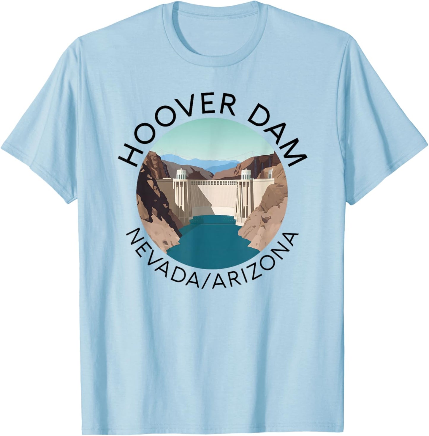 Hoover Dam Nevada Arizona Colorado River Engineering Vegas T-Shirt - T-Shirt | Light Blue
