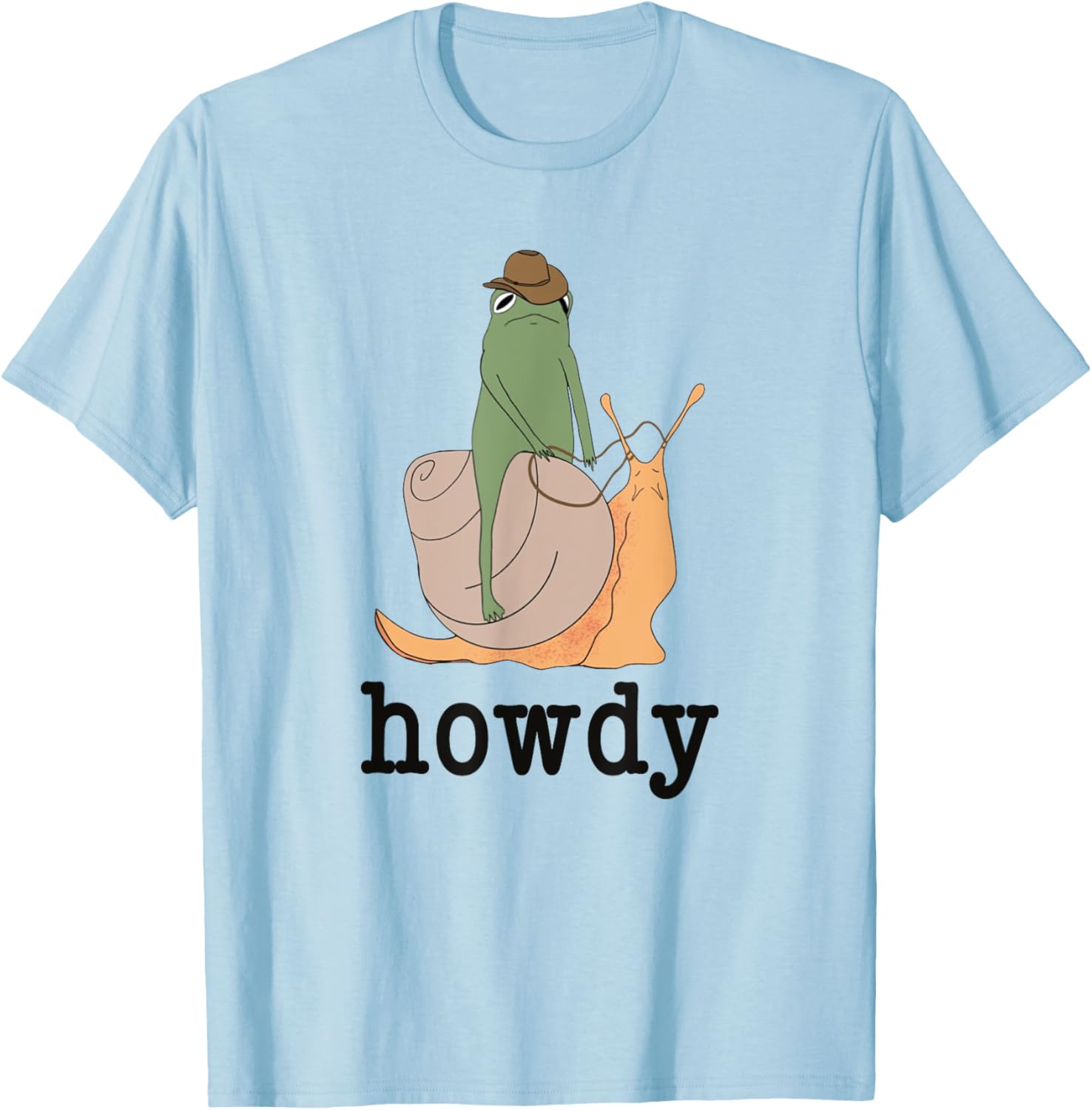 Snail Ridin' Frog, Howdy Frog, Cowboy Frog Meme T-Shirt - T-Shirt | Light Blue