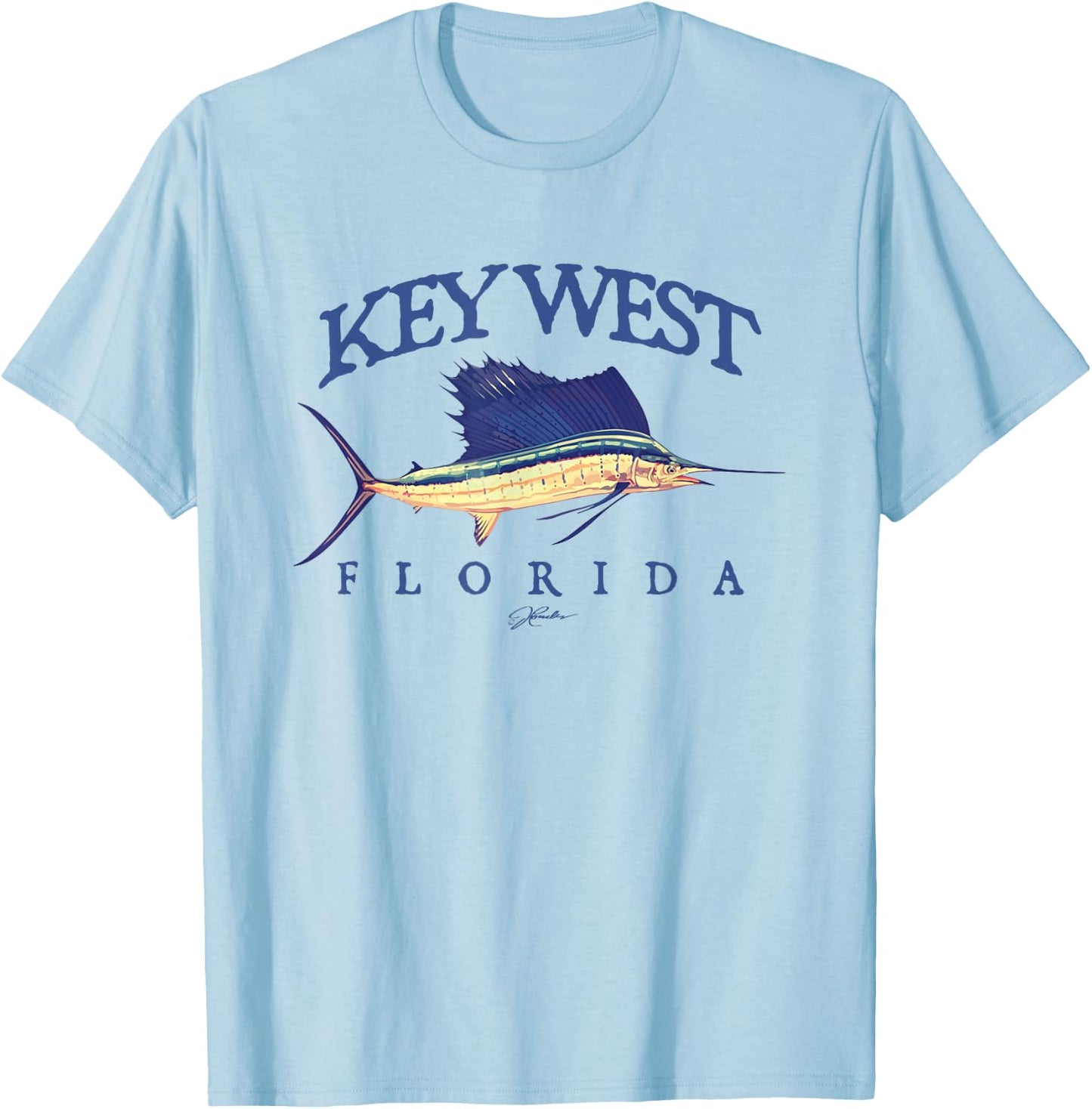 JCombs: Key West, FL, Vintage Sailfish T-Shirt - T-Shirt | Light Blue