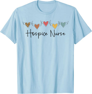 Hospice Nurse Hearts Palliative Nurse Hospice Nursing T-Shirt - T-Shirt | Light Blue