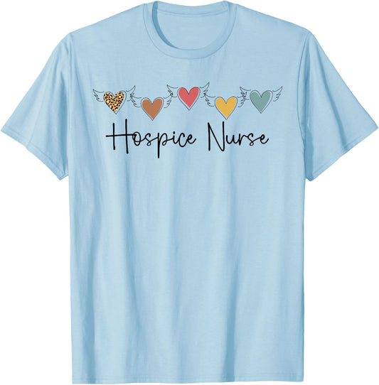 Hospice Nurse Hearts Palliative Nurse Hospice Nursing T-Shirt - T-Shirt | Light Blue