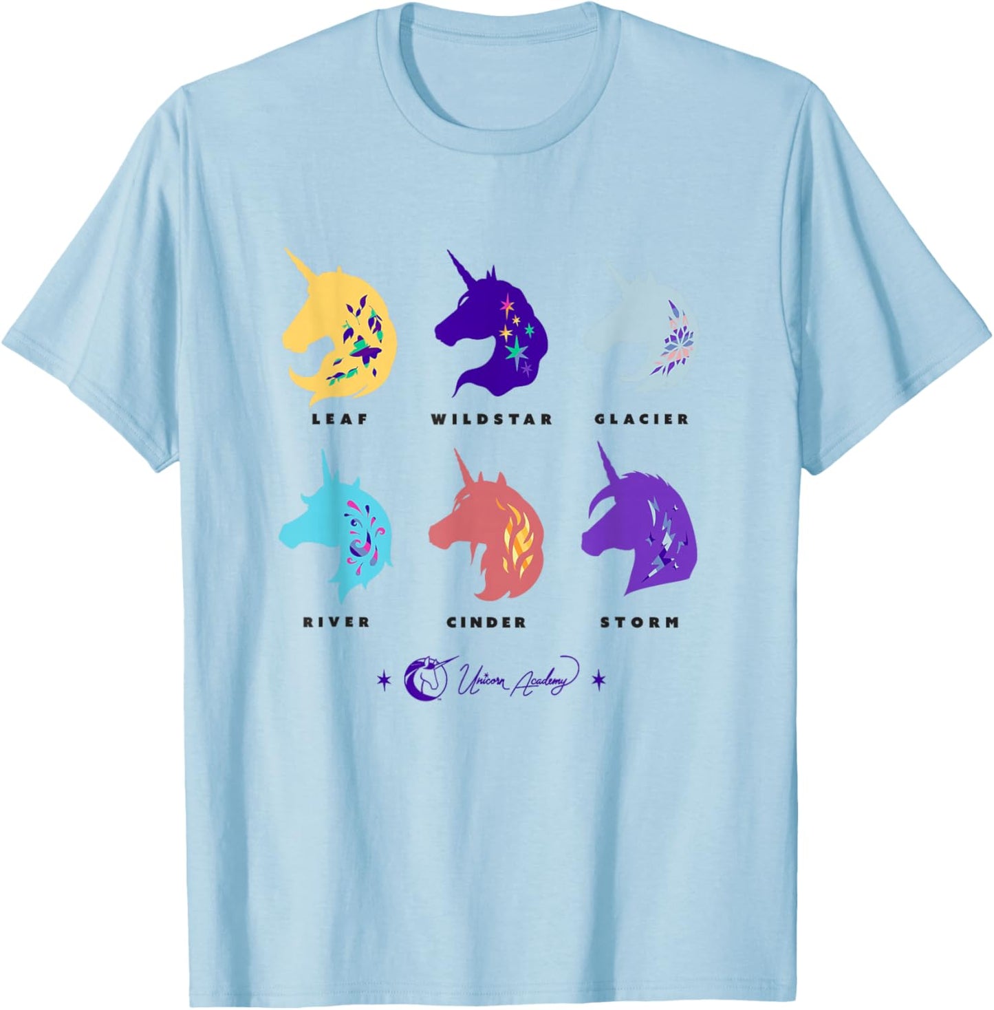 Unicorn Academy Unicorn Silhouettes Graphic T-Shirt - T-Shirt | Light Blue