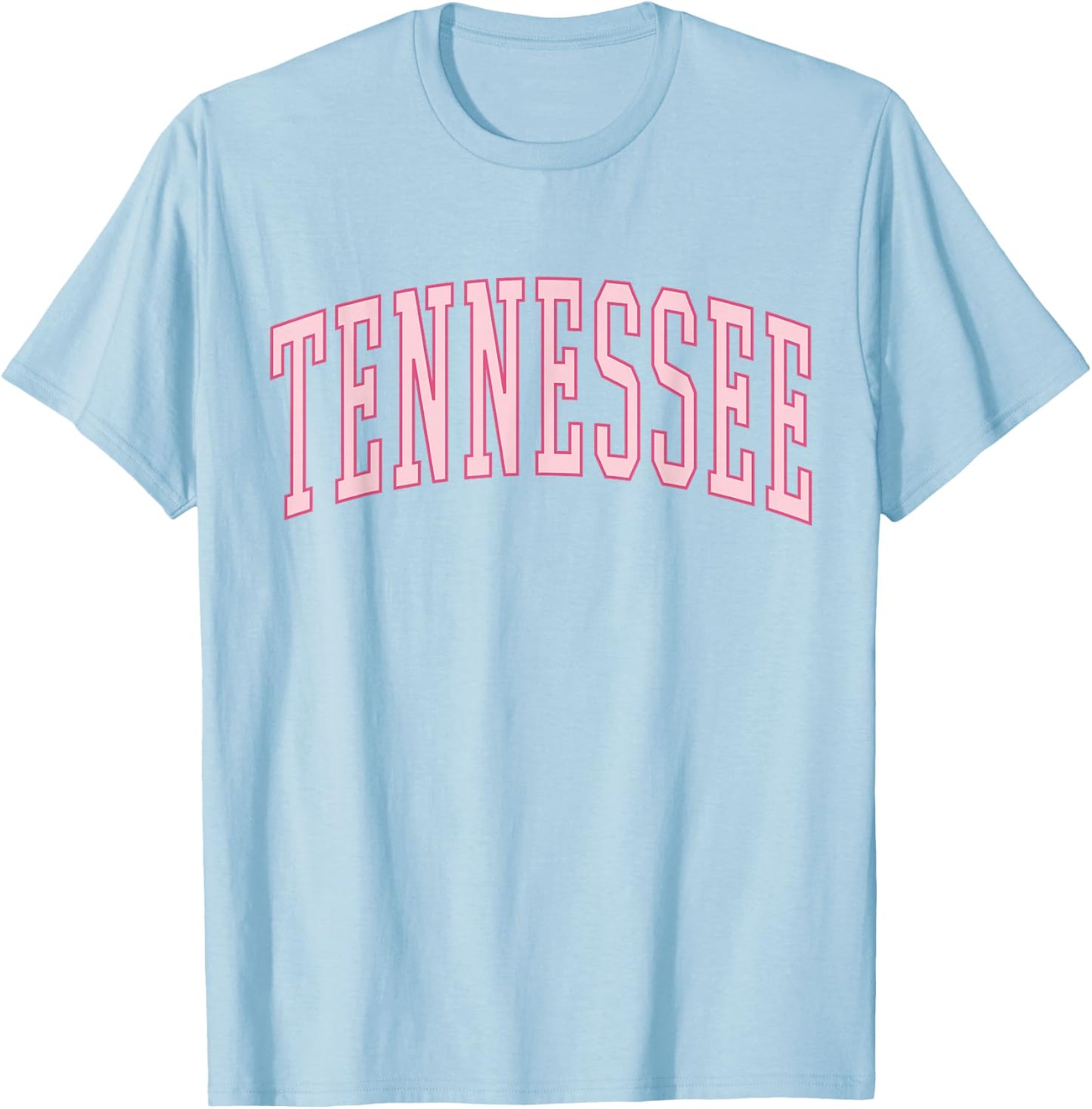 Preppy Varsity Pink Tennessee T-Shirt - T-Shirt | Light Blue