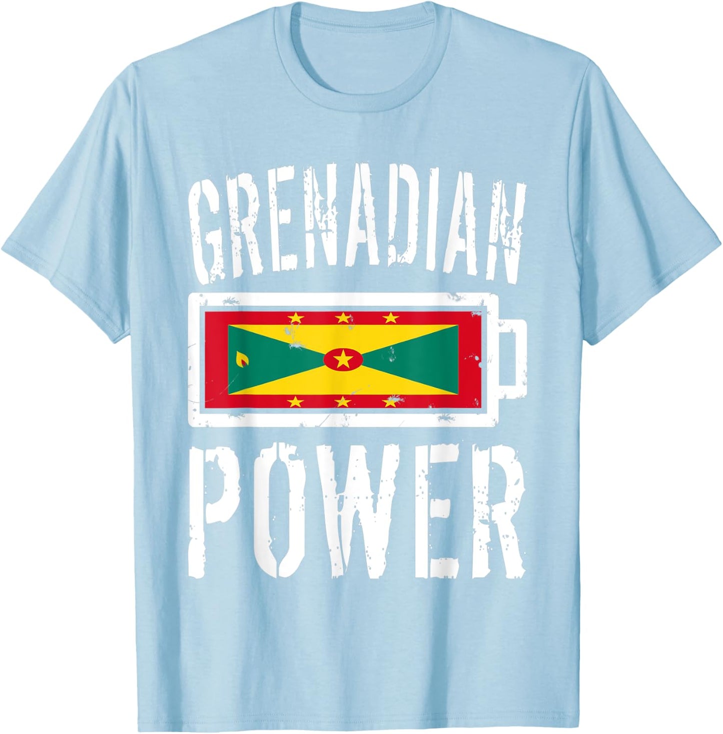 Grenada Flag | Grenadian Power Battery Proud T-Shirt - T-Shirt | Light Blue