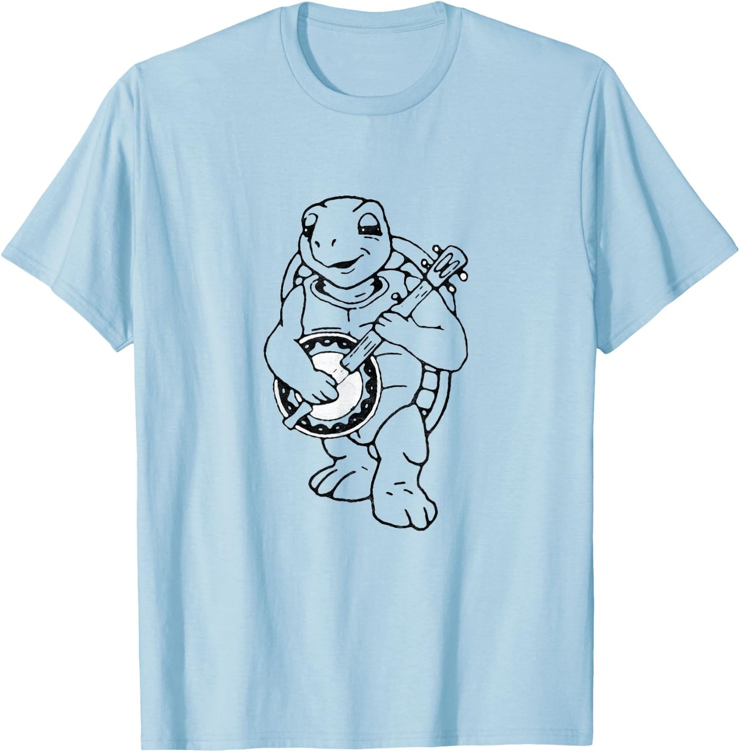 Giant Step Design Co. Banjo Turtle Vintage Funny Terrapin Bluegrass Graphic T-Shirt - T-Shirt | Light Blue