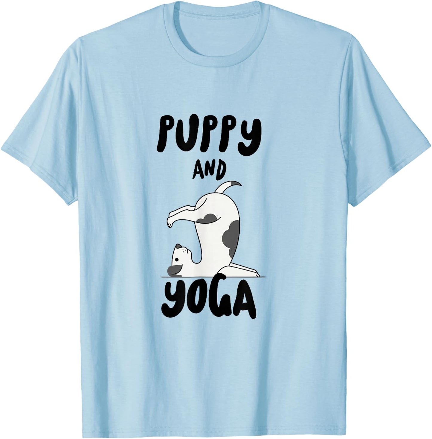 Puppy And Yoga T-Shirt - T-Shirt | Light Blue