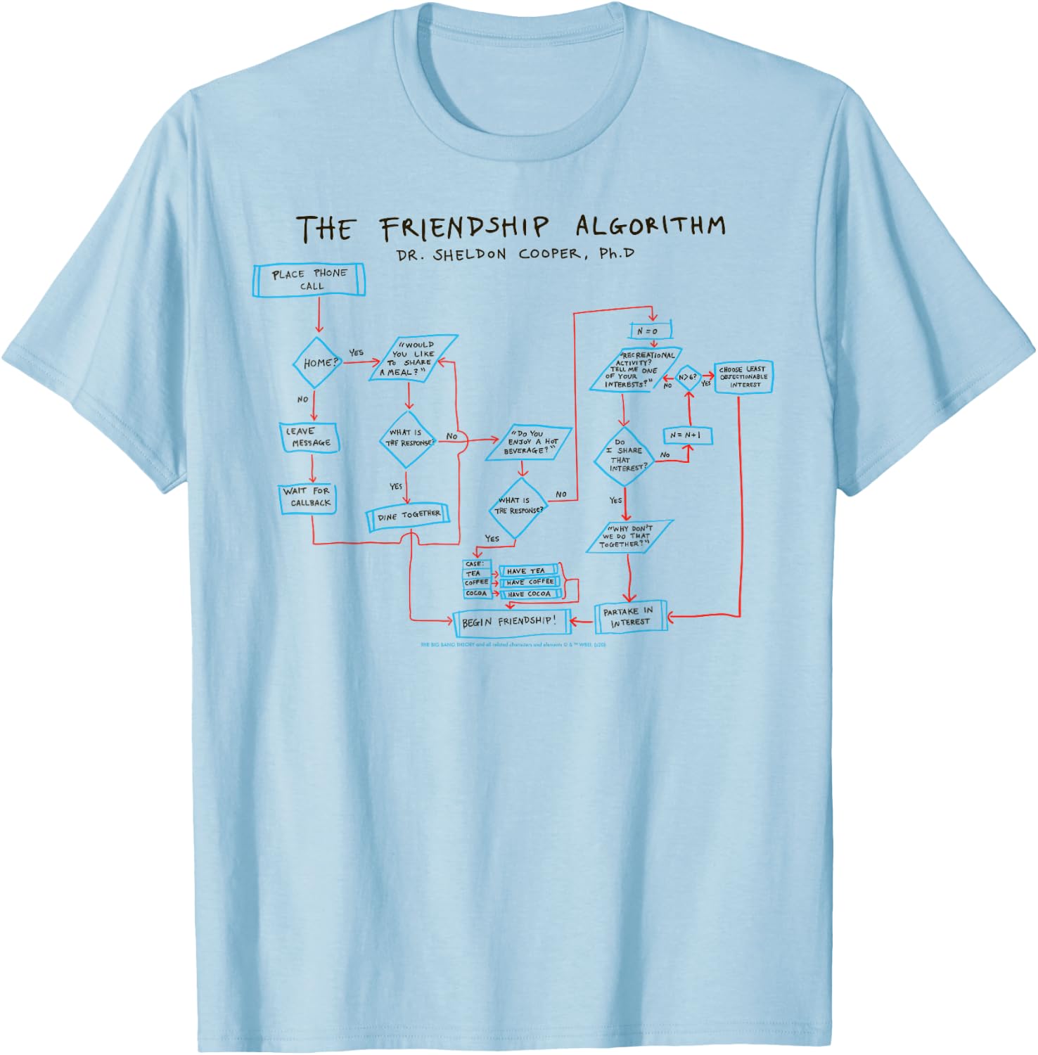 The Big Bang Theory The Friendship Algorithm T-Shirt - T-Shirt | Light Blue